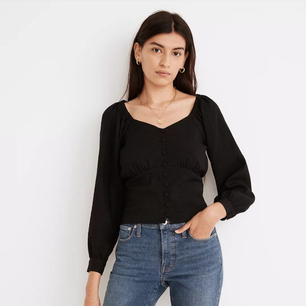 Madewell Preston Puff-Sleeve Top - NWT